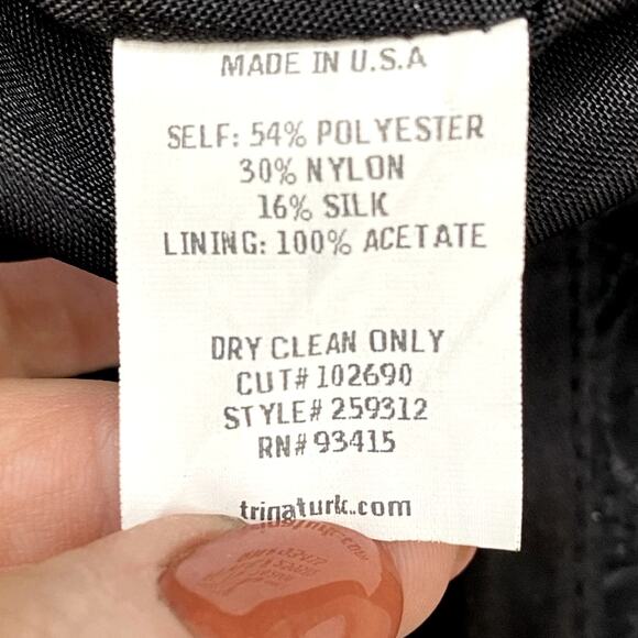 TRINA TURK Black Floral Jacquard Pants Sz 4 Ankle Straight Leg Shimmer Luxury - Picture 7 of 8